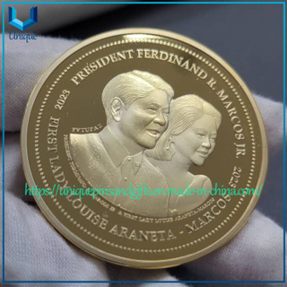 High Quality Custom design Philippine President Medal Coins /Dual side gold/silver plating Commemorative Medal Coin