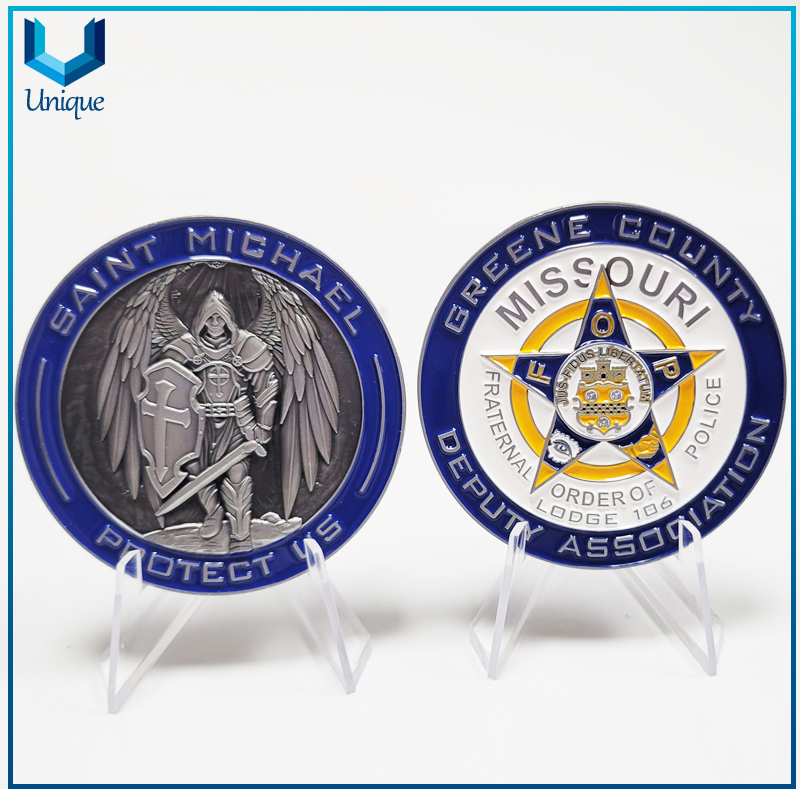 Custom Design 2.25 inch Plating Nickel USA Missouri Angel Police Coin,Customize Challenge coin Manufacturer