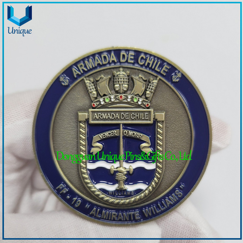 High Quality Custom Desigh 2 Inch Chile Military Navy Souvenir Dual Side 3D Challenge Coin