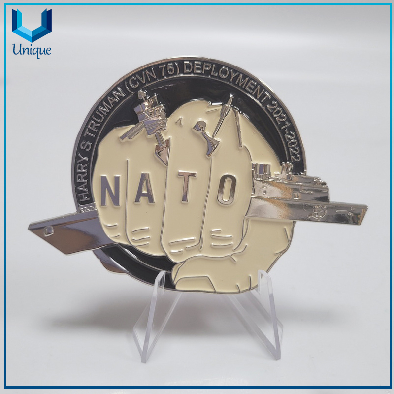 Custom 3D USA Naavy NATO Navy fist Unique Design Nickel Challenge Coin with USA Flag