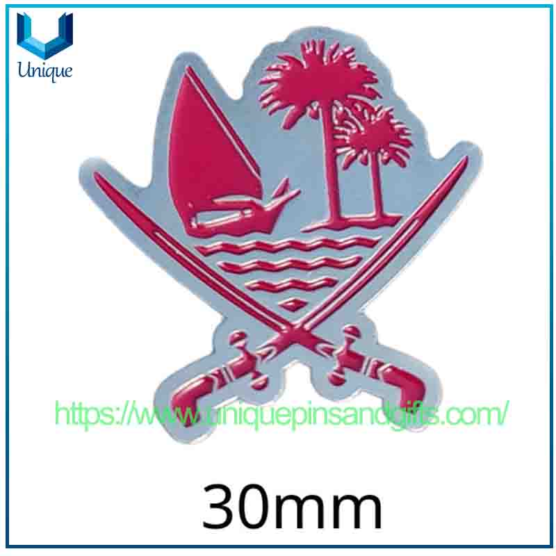 Wholesale Qatar's National Map Flags, National Emblems Badges, Mobile Phones Sticker, Metal Chest Badges for Festival Tourism Commemorative Gifts