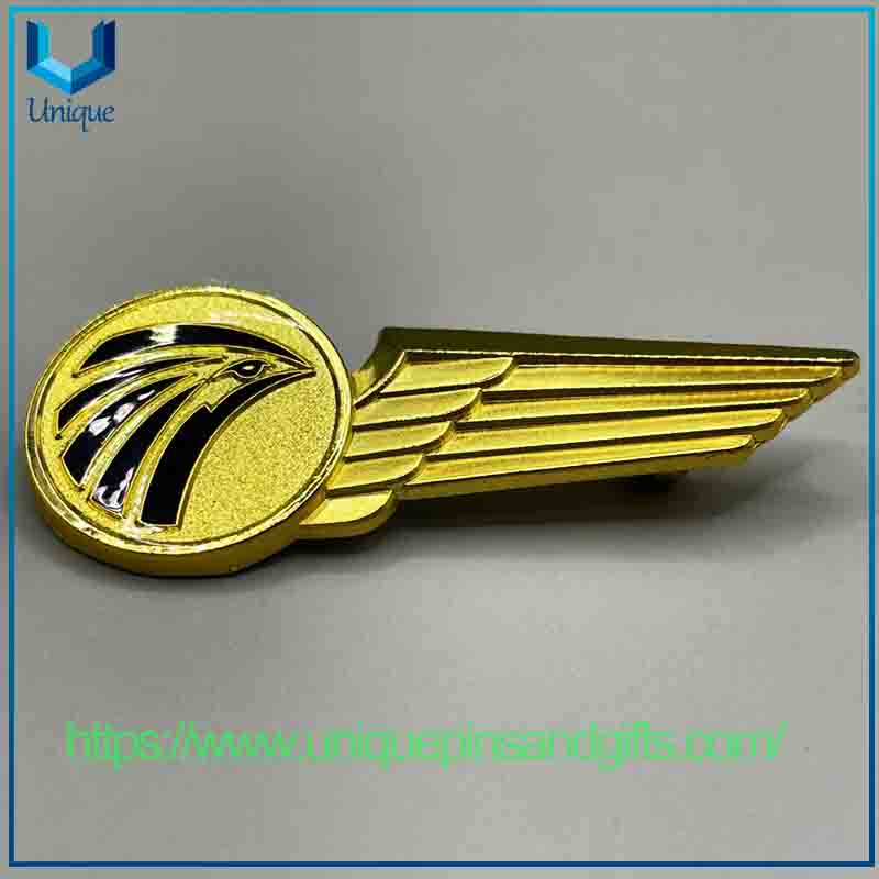 Custom Design 3D Gold Plating Badge Lapel Pin Brooch, Greek Air Force Pilot Badge