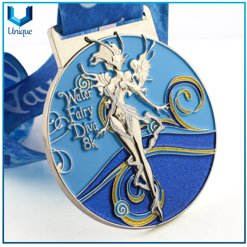 High Quality , Fasion Creative Design 3D Pink Diva Medal, Water Fairy Diva Medal, Unicorn Diva Medal, 3D Running Medal for Competition 