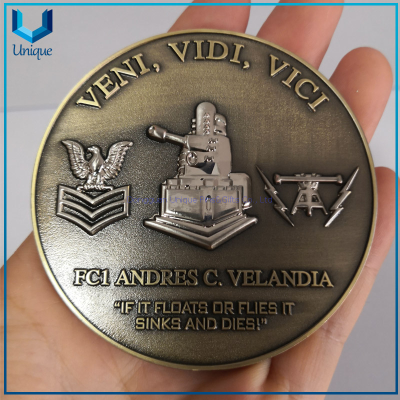 High Quality Antique Two Tone Plating Coin,Customize 3D challenge coin, Soft Enanmel incolor Souvenir coin,FDNF coin