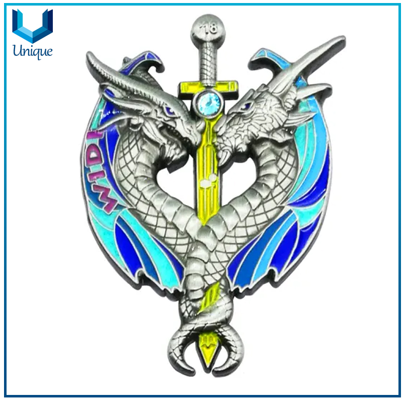 Customize 3D Award Badge, 3D Coin Badge, Souvenir Insignia, Die Cast 3D Lapel Pin in Gold