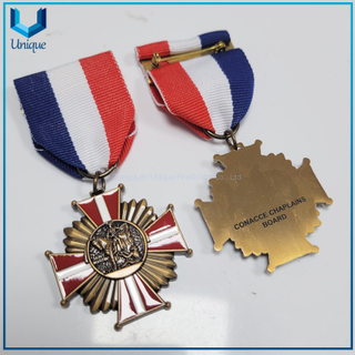 Custom Martin de Tours Medal, 3D antique Copper plating Medal, High Quality Military Bronze Medal with Ribbon and Safety Pin 