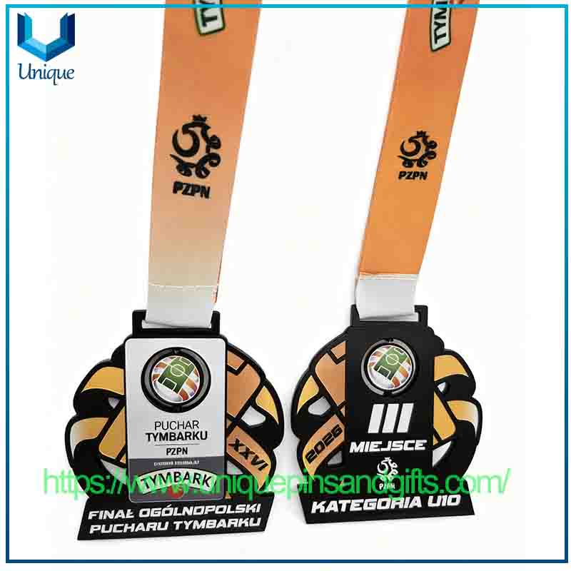 Custom Polish PZPN Sports Event Metal Medals with Ribbon