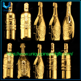 Custom Bronze Gold Plating Uppercase Letters A-Z Bottle Lapel Pin Brooch Badge