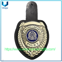 High Quality Customize Police Metal Badg with Cow Leather Holder for Bangladesh Police