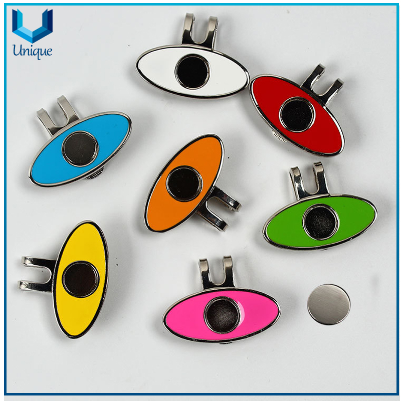 Metal Nickel Golf Hatclip, Customize Soft Enamel Golf Cap Clip, Golf Ballmarker Hatclip with Magnet for Promotional Gifts