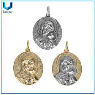 factory Wholesale Custom Design Religious Figure Necklace gold Rhodium plated Belief Holy Mary 925 silver pendant,Two tone Plating Necklace Pendant