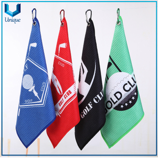 Microfiber Waffle Golf Towel with Customized Logo w/Carabiner,Embroidered/Prihnting Logo Golf Towel for Promotional Gifts