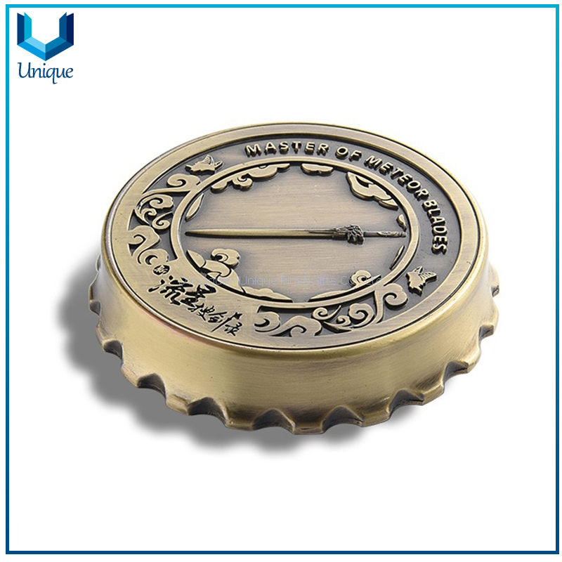 China Wholesale Beer Bottle Opener, Fashion Promotional Gifts Metal Bottle Opener, Customize 3D Antique Brass Can Opener 