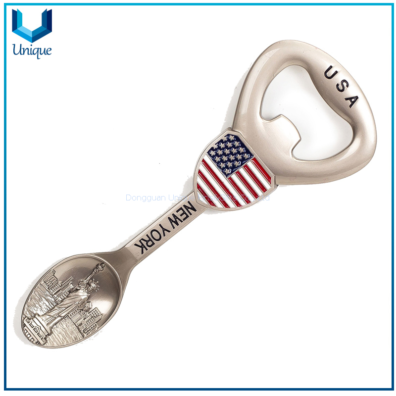Fashion Spoon Beer Metal Bottle Opener w/ Magnet, National Flag UK /German / France/ Spain /USA Nathiona Flag Bottle Opener for Promtional Gifts