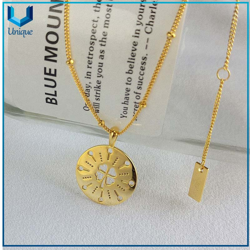 Custom Design 925 Sterling Silver Charm Round Coin Pendant, Factory Custom made Hollowout Necklace w/ Gold Plating