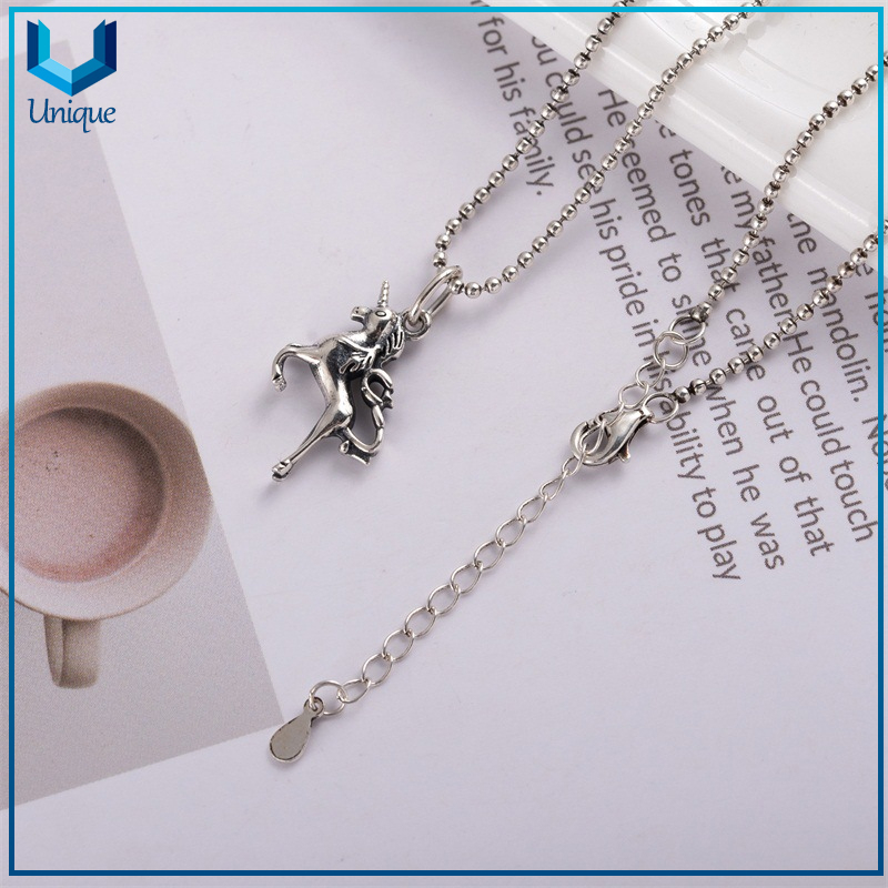 Custom High Quality 925 Silver Unicorn Necklace pendant, Factory Wholesale gold Rhodium plated 925 silver pendant Necklace