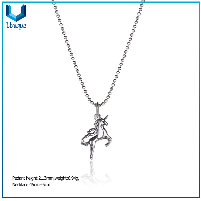 Custom High Quality 925 Silver Unicorn Necklace pendant, Factory Wholesale gold Rhodium plated 925 silver pendant Necklace