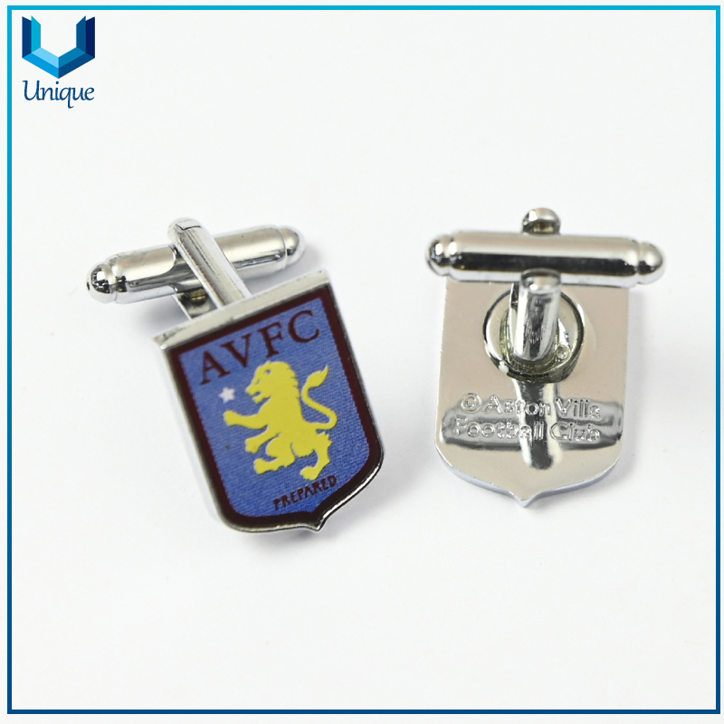 Cheap Die Struck Iron Cufflink with Printing Logo, Military Cufflink, Wedding Cufflink for Promotion Gifts in Nickel Plating