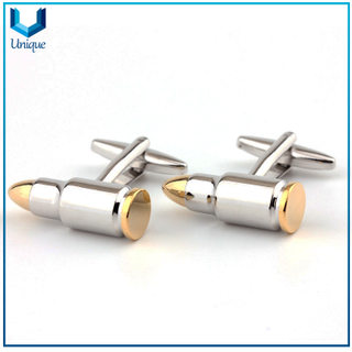 Customize Metal Crafts Factory, Wholesale 3D Bullet Cufflink, Military Cufflink, Two Tone Plating Police Cufflink for Souvenir Gifts