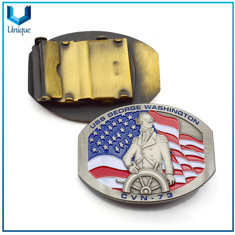 Customize USS Navy Military Metal Buckle with Engraving Number, Antique Silver/ Copper plated Tactical Fashion Wedding Leather Belt Buckle for Gifts