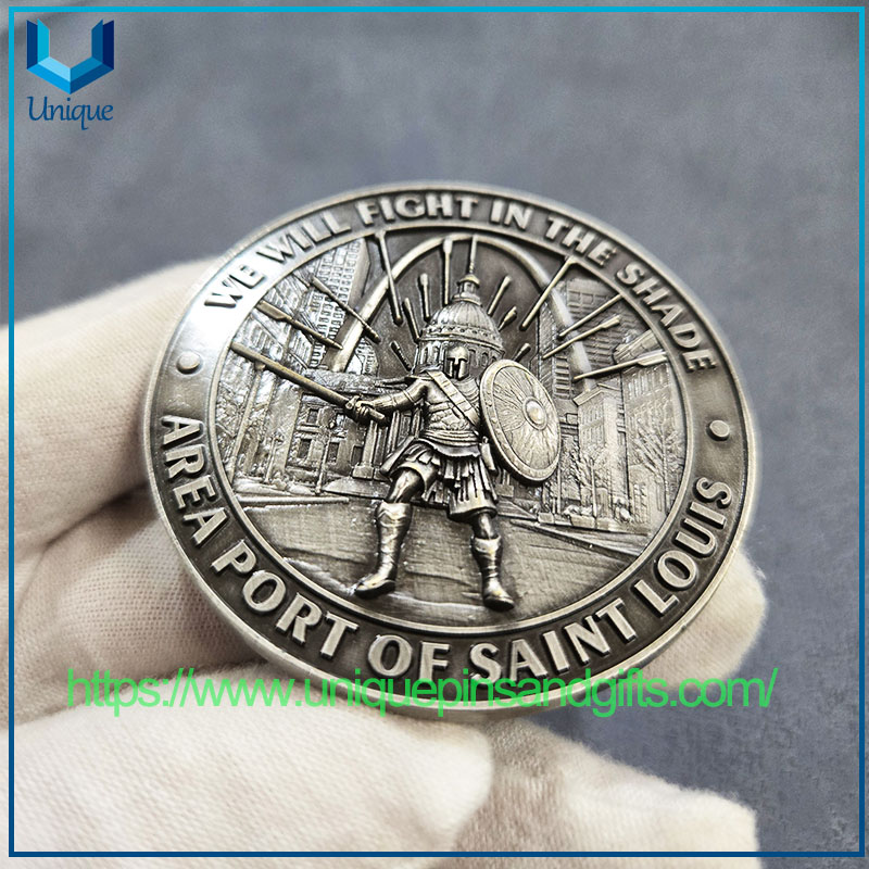 Customized 2.25" Antique Bronze+Antique Silver Two Tone Plating Police Coin