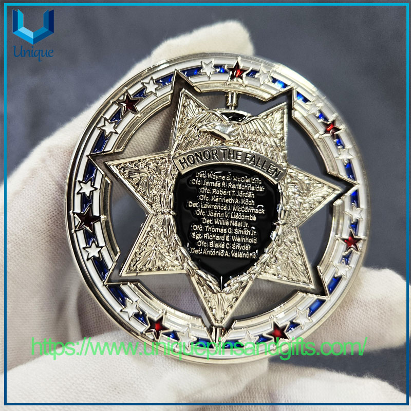 Custom Cast 3D Metal Medallion Metal Coin Souvenir Coins Shiny Gold Anniversary Patrolman Vortical Commemorative Coin