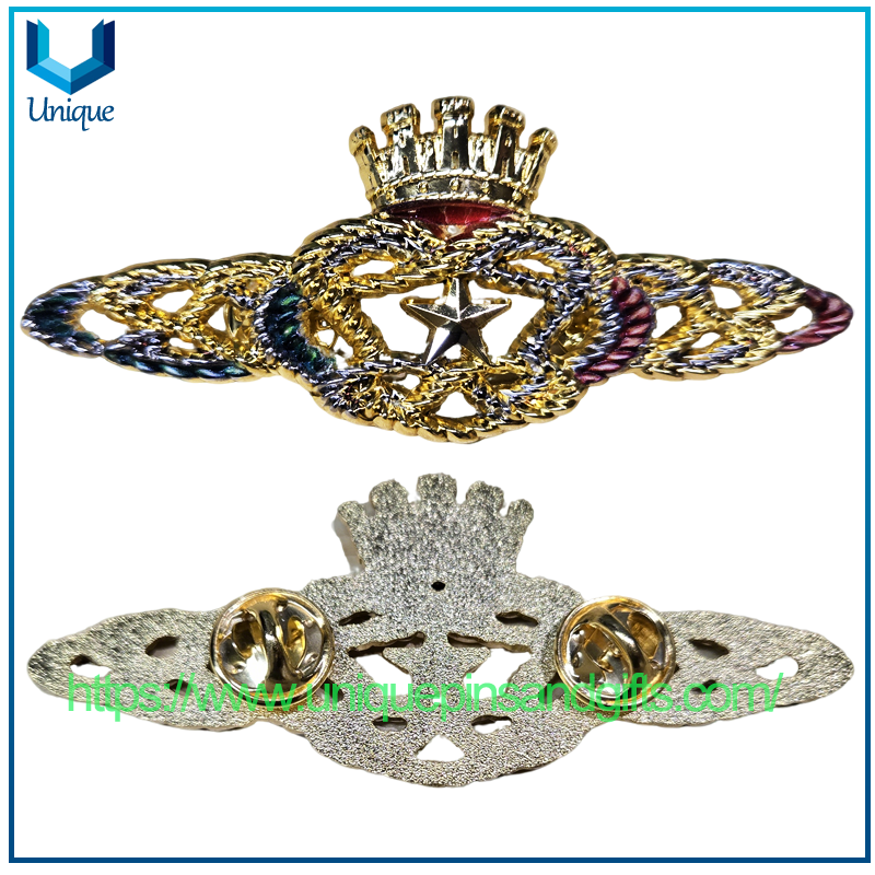 Custom Metal Art Crafts 3D Logo Lapel Pins Badges Plating Gold Uniform Butterfly Clutch Emblem for USA Air Force Security