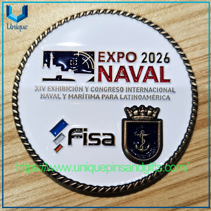 Custom Design High Quality 3D Metal Commemorative Coins EXPO 2026 NAVAL FISA Naval Coins