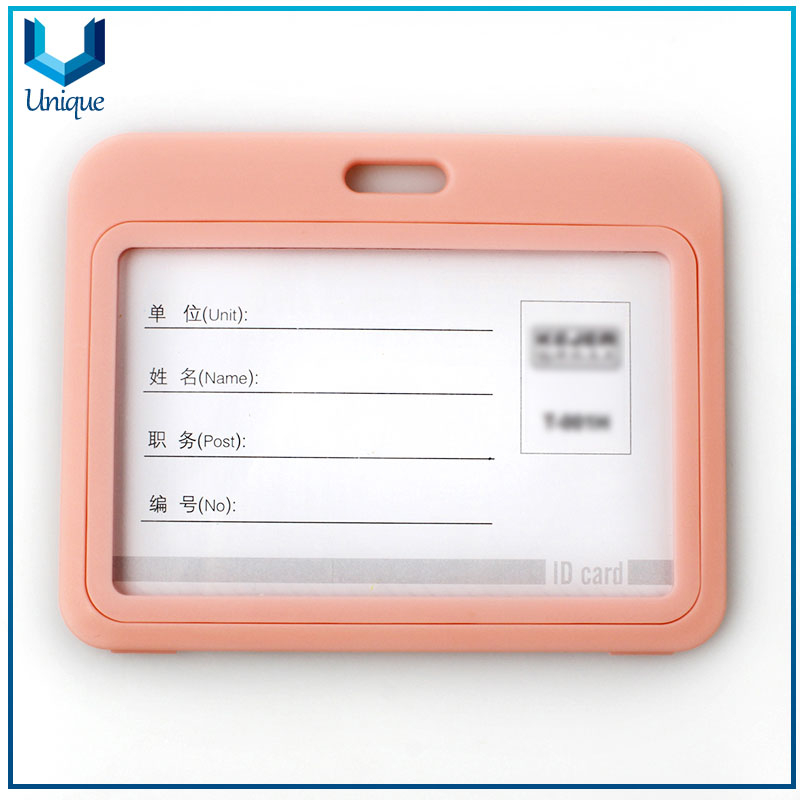 Custom plastic double-side transparent pp id card holder