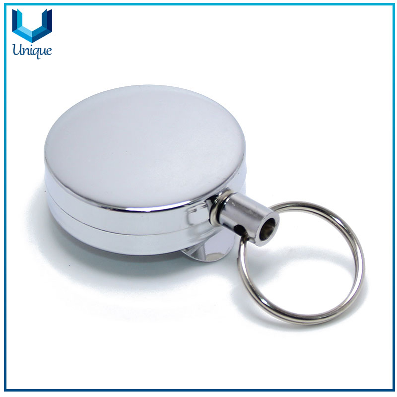 Stainless Steel Round Pass ID Card Badge Holder Reel Pull Key Name Tag Card Holders Recoil Reels Metal Retractable Badge Holder