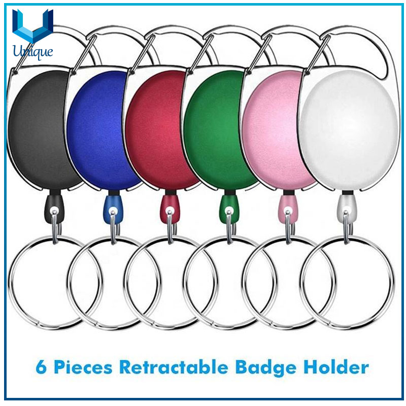 Customized metal oval Retractable Badge Reel Carabiner ID Card Retractable Badge