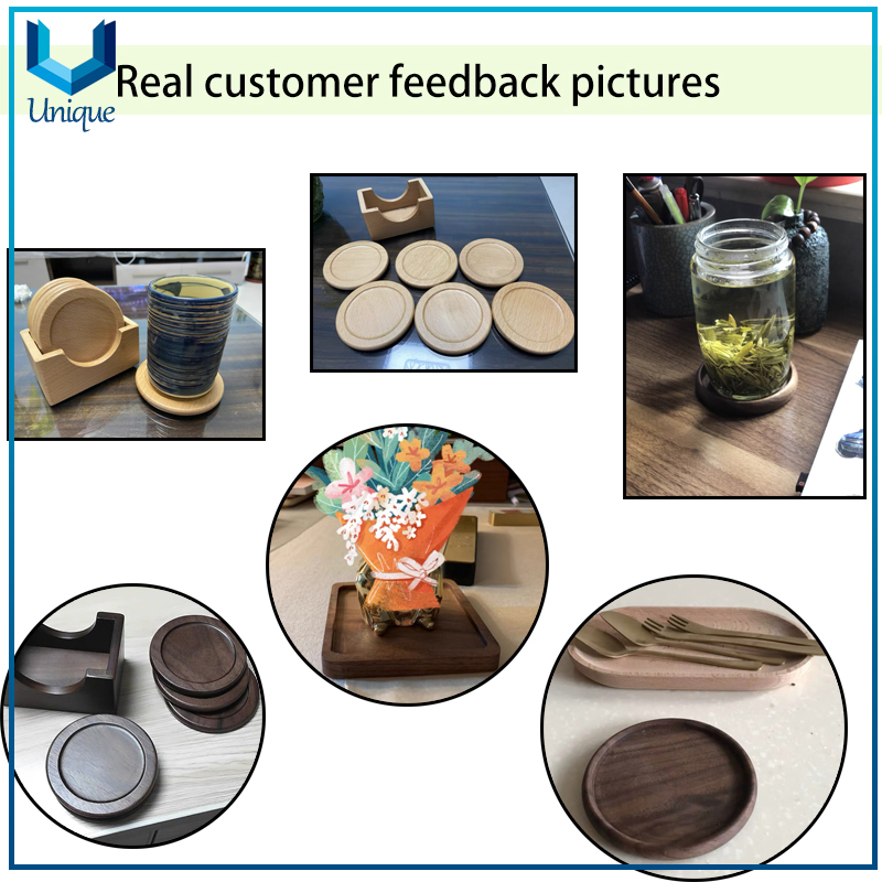 Wholesale Factory Round Square bamboo Cork Coaster Walnut Beech Wooden Tea Cup Coaster Set With Custom Size Logo
