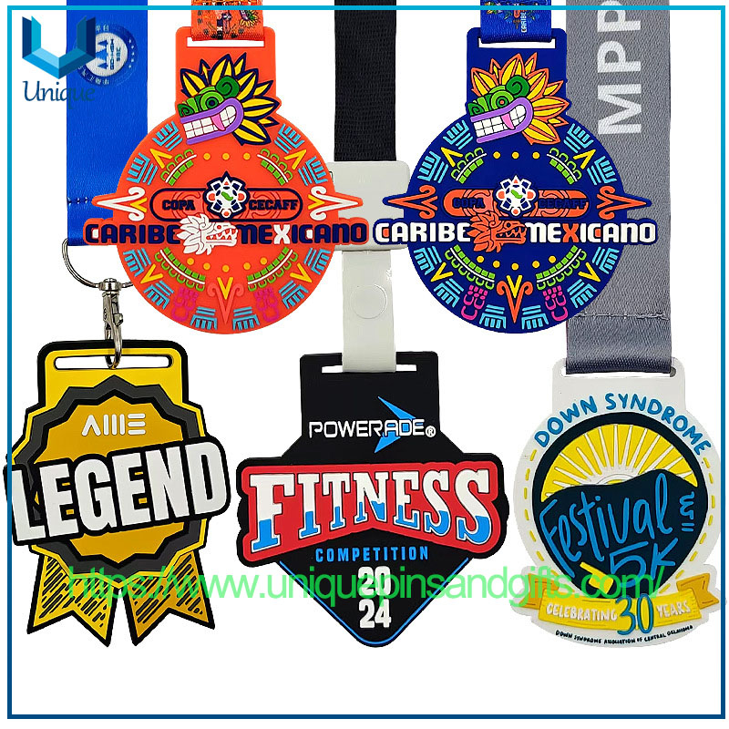 Customized Personalized Soft PVC Rubber Award Medal School Sports Competition Souvenir Medal with Ribbon for Promotion Events