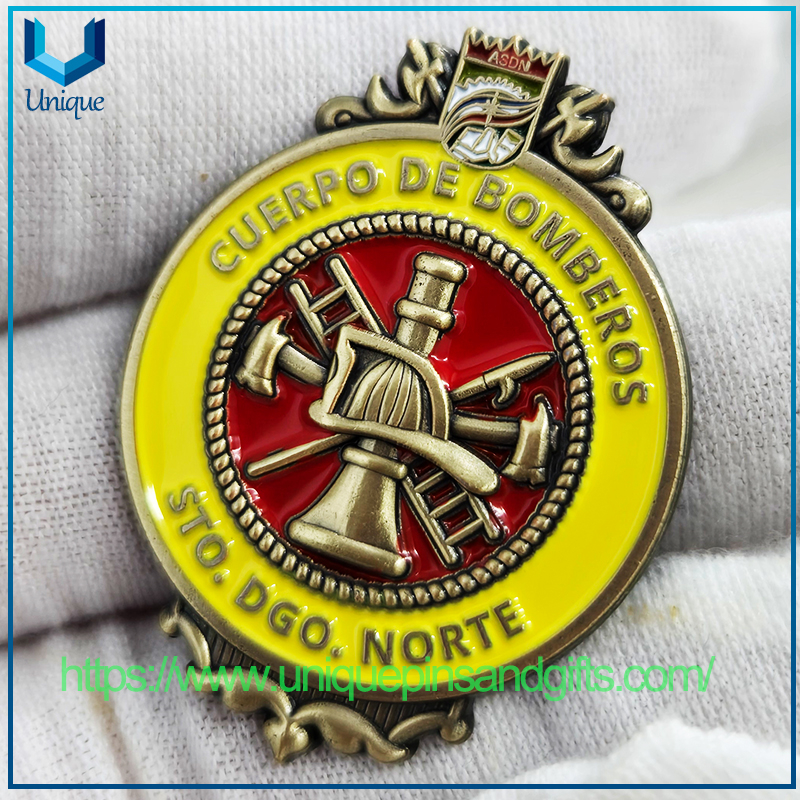 Customize Design Puerto Rico 3D Firefighter Metal Brooch Lapel Pin