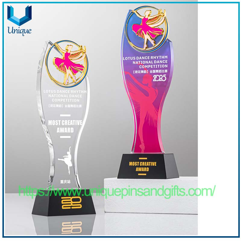 Custom Music Dance Microphone Crystal Trophy, Dancing Ballet Host Speech Piano Competition Awarding Trophy