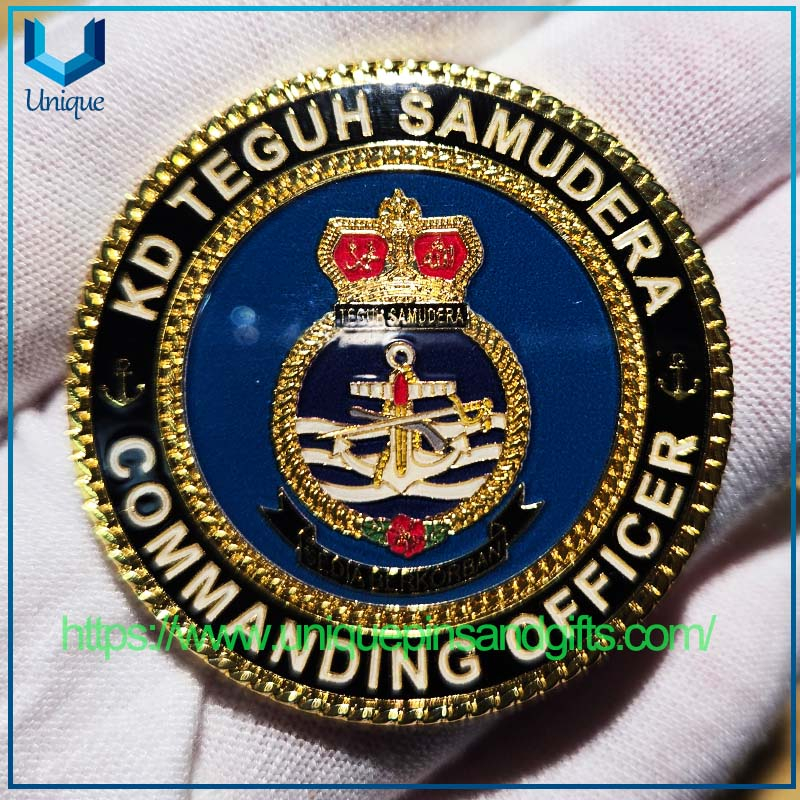 Customized 3D Double-sided Electroplating Gold Diamond Edge Metal Commemorative Coin KD TEGUH SAMUDERA Commemorative Coin