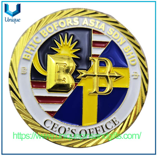 Customized Double-sided Electroplating Gold Diamond Edge 3D Metal Commemorative Coin BHIC BOFORS ASIA SDN BHD Commemorative Coin