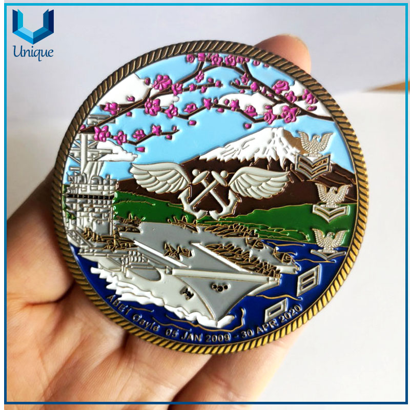 Customize Design Challenge Coin, 3D Chief Officer Coin, Zinc Alloy Souvenir Medal coin in Two Tone in Antique Gold + Antique Nickel plating