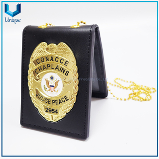High Quality Police Badge2, Leather cover /3D gold / Silver Ecuador Police Badge w/ Genuine Leather Holder+Ball Chain,Police Emblem, Seuvenir Coin Badge