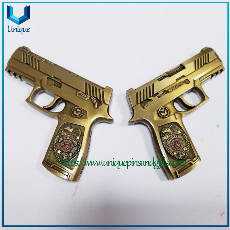 Customized Design Metal Coin Gun Mode Army Marine Souvenir Coin Police souvenirs