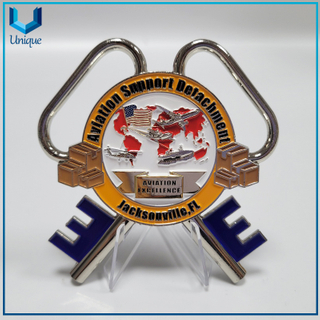 Customized Design Fashion Unique Keychain shape 3D nickel USA Navy commemorative coin