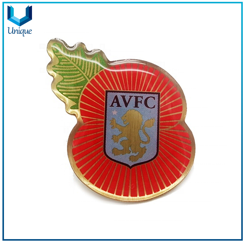 Fashion Shoe Lapel Pin Manufacturer, Die Struck Brass Pin Badge with Silkscreen Printing, Gold Poppy Lapel Pin, Fashion Jewelry Pin for Hat, Garment, Handbag Decoration