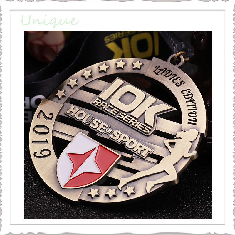 10K Female Running Medal, Custom Logo Wholesale Zinc Alloy Soft Enamel Sports Award Souvenir Metal Medal