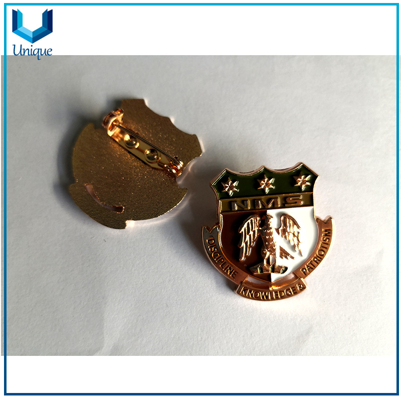 Rose Gold Plating Pin Badge, Nigeria 3D Police Badge with Safety Pin, Free Sign Metal Crafts Customize From China