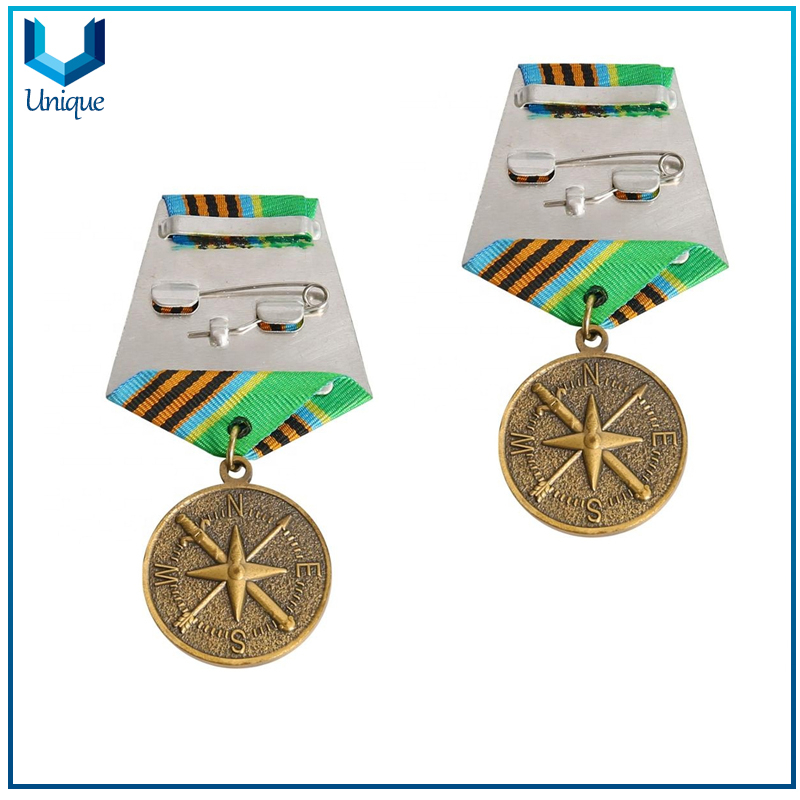 Antique Gold Plating 3D Medal, Military Medal Plaque, Customize Design Medal Trophy W/ Safety Pin for Wearing