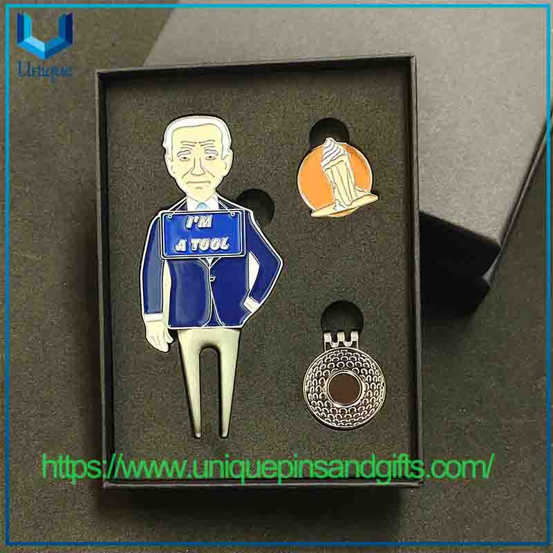 In Stock Creative Shark-themed Putting Metal Golf Ball Forks Hat Clips Golf Ball Marker Divot Tool Sets