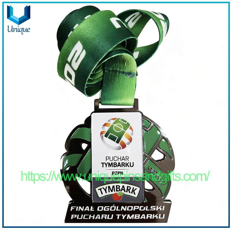 Custom Poland PZPN Gold Silver Bronze Medal Sports Event Metal Medals with Ribbon