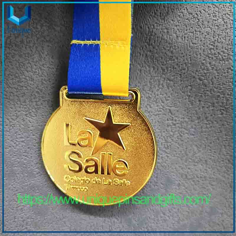 Custom Design 3D France College Baseball Football Basketball Sports Events Medals Gold Award Blank Metal Medals with Ribbon