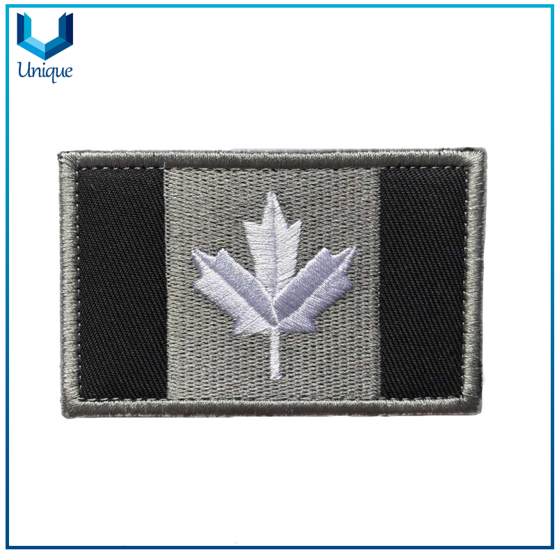 Embroidered Textile Badges, Full Embroidery Canada Nathional Flag Patch, Stick on Embroidery Label Patches, Iron on Embroidery Logo 