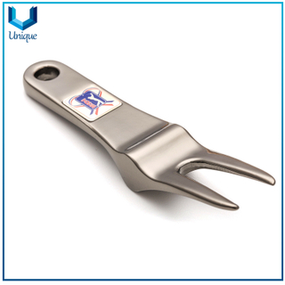 70MM Zinc Alloy Golf Divot Tool with Printing Logo, High Quality Golf Divot Tool in Silver, 